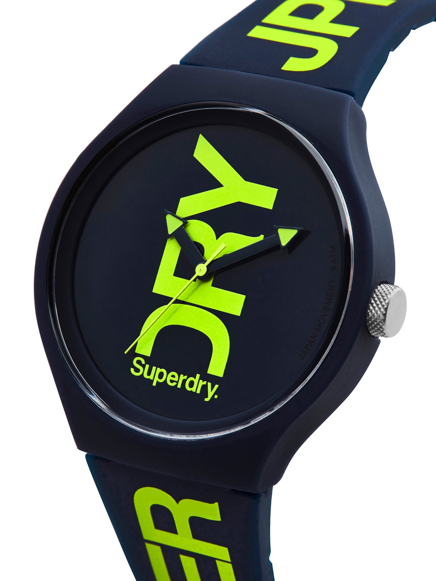 Superdry Navy Silicone Green Print Watch
