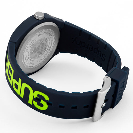 Superdry Navy Silicone Green Print Watch