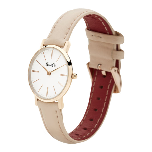Rose & Coy Petite Pinnacle Ultra Slim 30mm Rose Gold | Peach Leather Watch