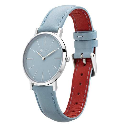 Rose & Coy Mini Pinnacle Ultra Slim 34mm Silver | Sky Blue Watch
