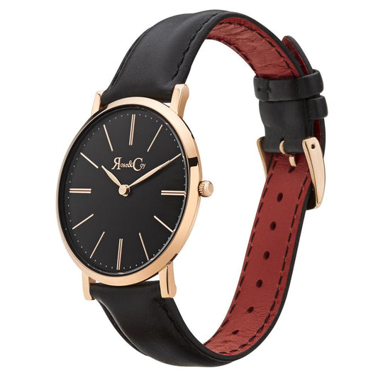 Rose & Coy Pinnacle Ultra Slim 40mm Rose Gold | Black Leather | Black Dial Watch