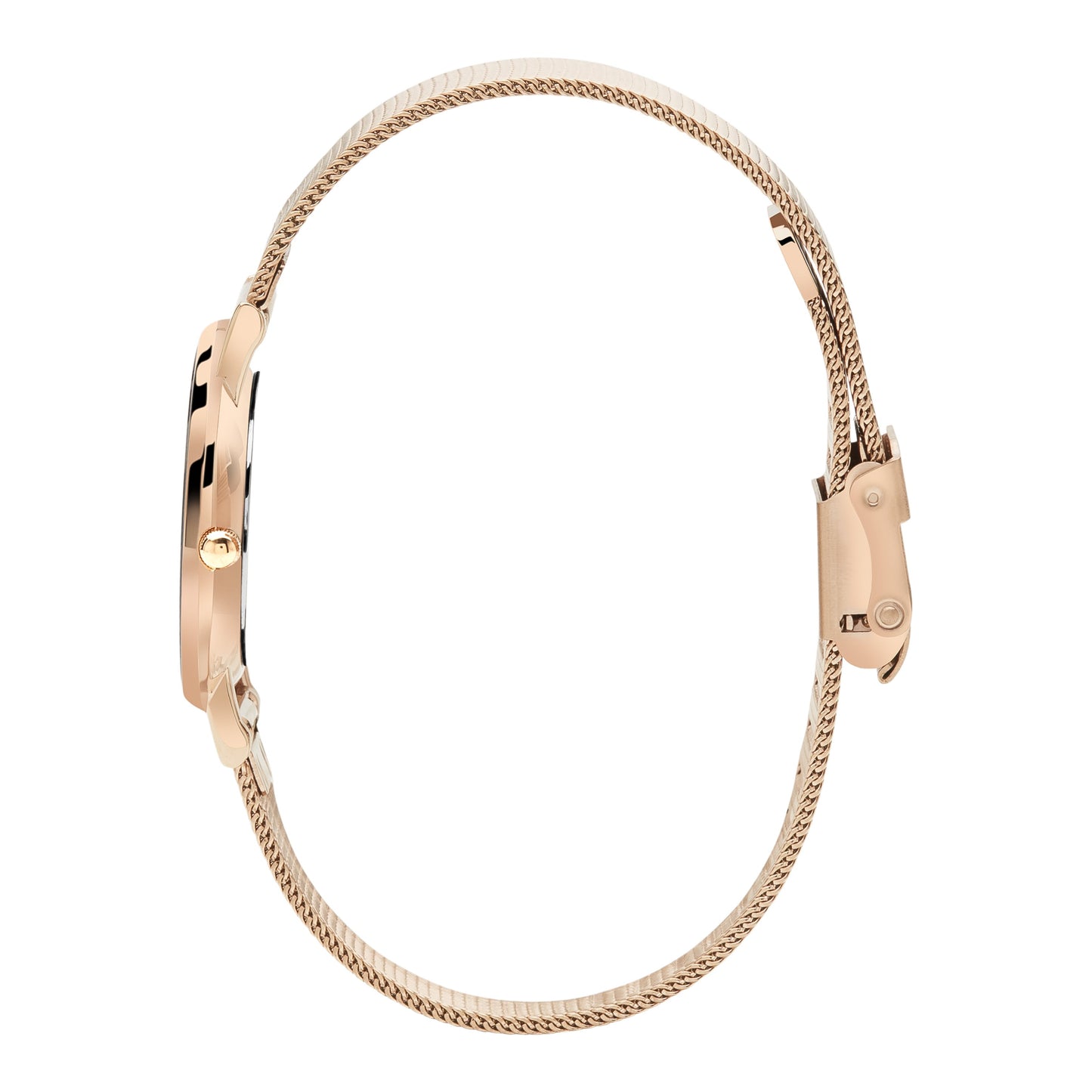 Rose & Coy Petite Pinnacle Ultra Slim 30mm Rose Gold Black Dial | Mesh Strap Watch