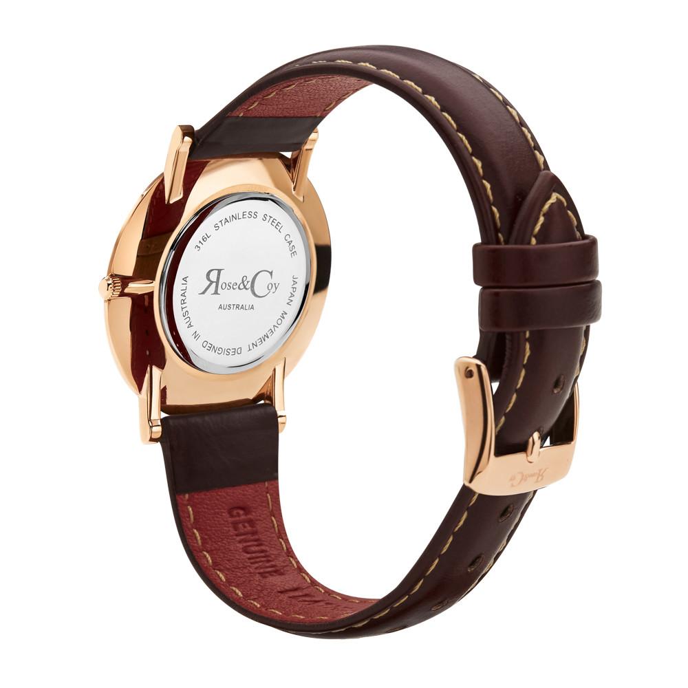 Rose & Coy Mini Pinnacle Ultra Slim 34mm Rose Gold | Dark Brown Watch