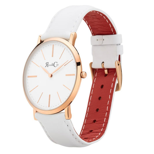 Rose & Coy Pinnacle Ultra Slim 40mm Rose Gold | White Leather Watch