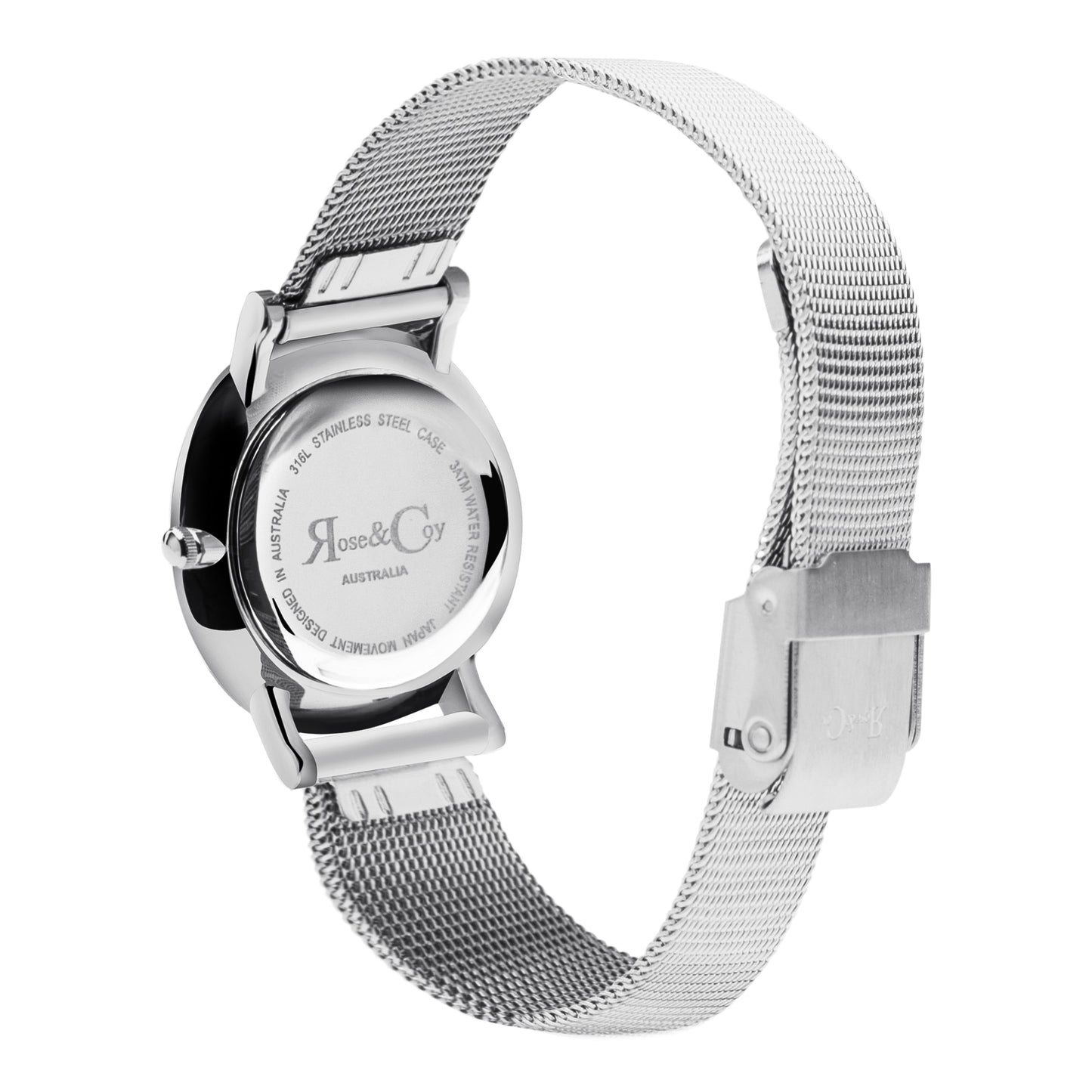Rose & Coy True friends 30mm Silver | Mesh Strap Watch