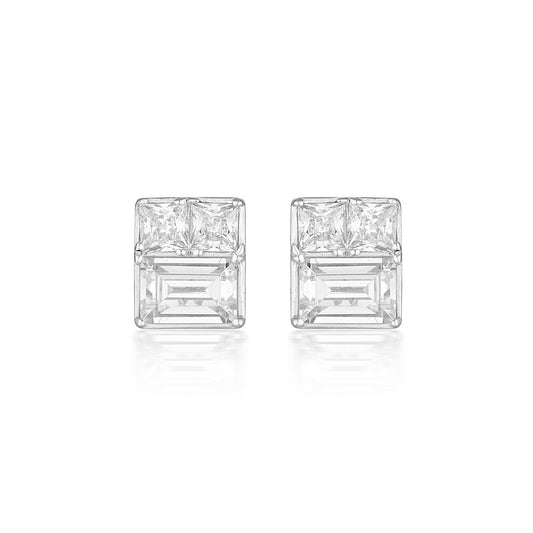 GEORGINI ELENA MOSAIC SILVER STUD EARRING