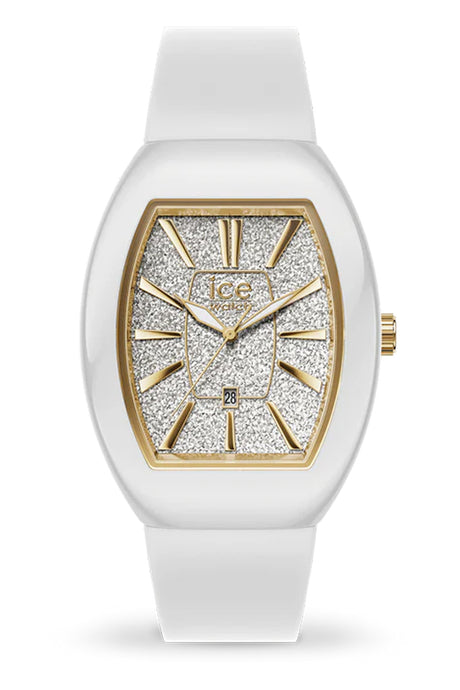 Ice Boliday Dome White Glitter Gold Small Watch