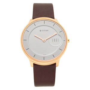 Titan Quartz Analogue White Dial Leather Strap Watch for Men