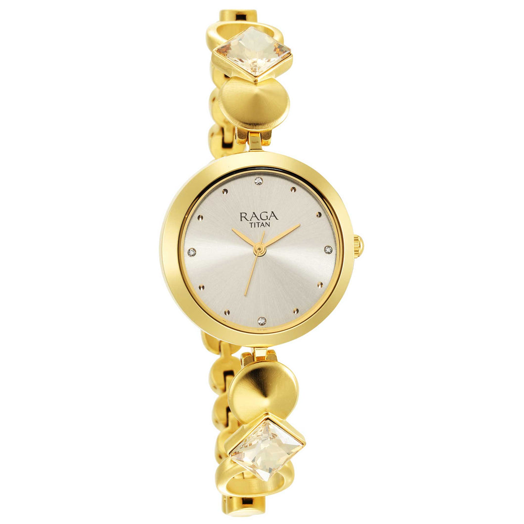 Titan Love All Champagne Dial Analogue Metal Strap Watch for Women