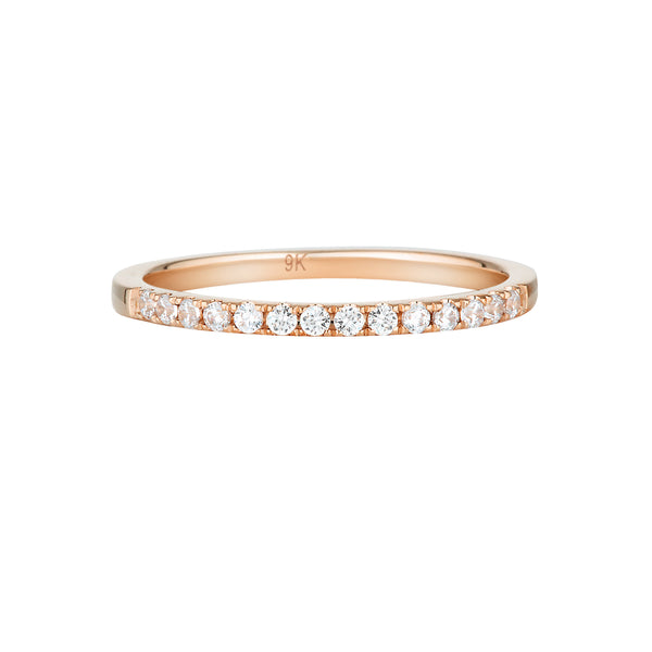 GEORGINI GOLD ROUND BRILLIANT CUT MOISSANITE WEDDING BAND IN 9CT ROSE GOLD