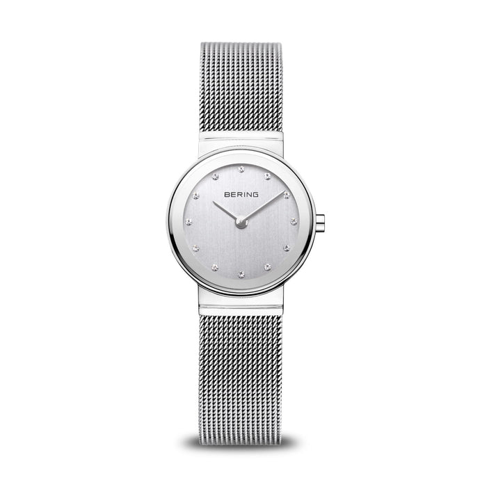 Bering Classic Polished Silver Mesh Swarovski Watch