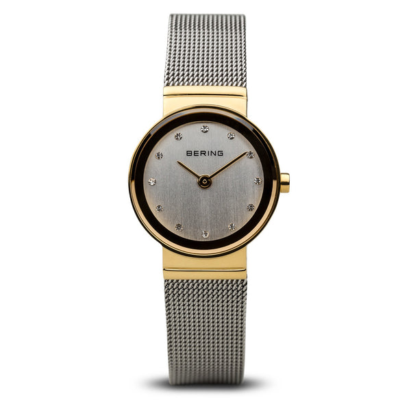 Bering Classic Polished Gold Silver Mesh Watch