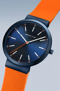 Bering Gents 41mm Blue Dial Blue Silicon Strap Watch