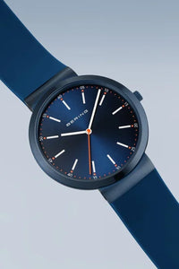 Bering Gents 41mm Blue Dial Blue Silicon Strap Watch