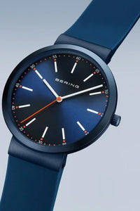 Bering Gents 41mm Blue Dial Blue Silicon Strap Watch