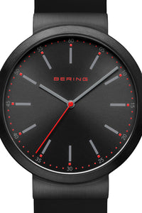 Bering Gents 41mm Black Dial Black Silicon Strap Watch