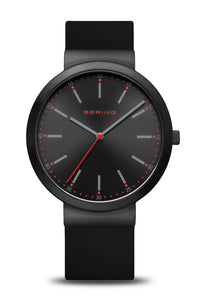 Bering Gents 41mm Black Dial Black Silicon Strap Watch