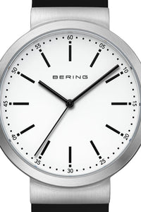 Bering Gents 41mm White Dial Black Silicon Strap Watch