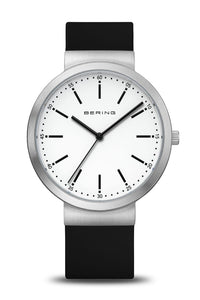 Bering Gents 41mm White Dial Black Silicon Strap Watch