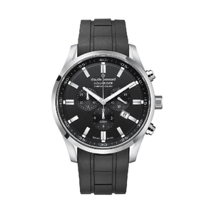 Claude Bernard Aquarider Silver Case Black Chronograph