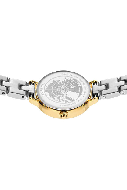 Bering Classic Ladies 26mm White Dial Two Tone Metal Strap Watch