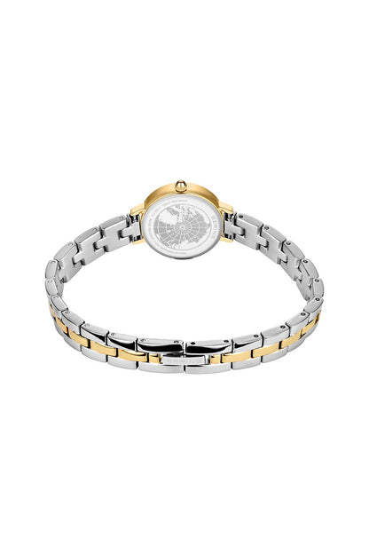Bering Classic Ladies 26mm White Dial Two Tone Metal Strap Watch