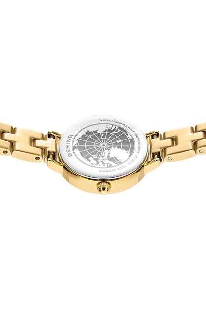 Bering Classic Ladies 26mm White Dial Gold Strap Watch