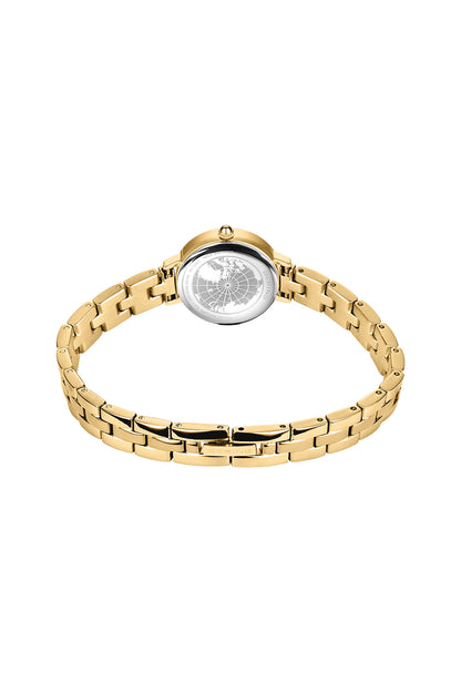 Bering Classic Ladies 26mm White Dial Gold Strap Watch