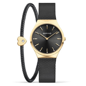 Bering Classic Gift Set 31mm Gold Black Stainless Steel Strap with Matching Bracelet Watch