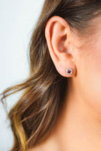 Load image into Gallery viewer, MILESTONE RUBY HALO EARRINGS IN SILVER