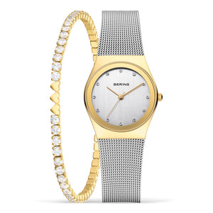 Bering Classic Gift Set 27mm Gold Silver Stainless Steel Strap with Gold Bracelet Watch