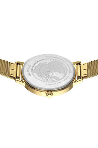 Bering Classic Ladies 34mm Round Gold Case Gold Mesh Strap Watch