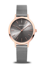 Load image into Gallery viewer, Bering Classic Ladies 34mm Round Rose Gold Case Gold Mesh Strap Watch