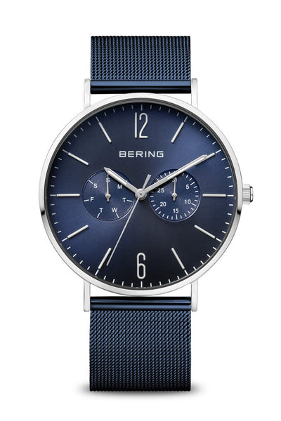 Bering Classic 40mm Blue Milanese Strap Watch