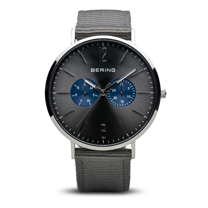 Bering Classic Polished Silver Black Watch