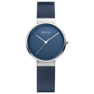 Bering Ladies Brushed Silver Solar Blue Watch