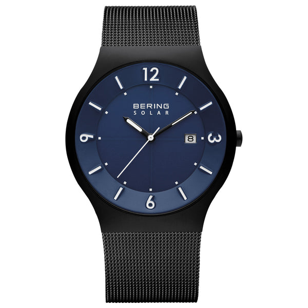 Bering Solar Brushed Black Mesh Watch