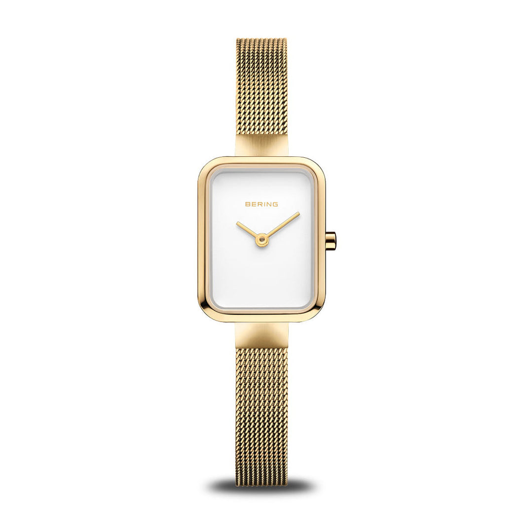 Bering Petite Square 35mm Gold Milanese Strap Watch