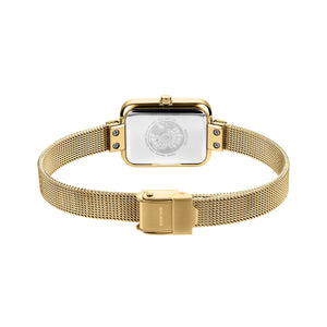 Bering Petite Square 35mm Gold Milanese Strap Watch