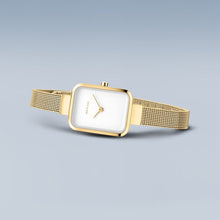 Load image into Gallery viewer, Bering Petite Square 35mm Gold Milanese Strap Watch