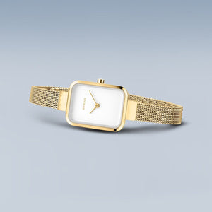 Bering Petite Square 35mm Gold Milanese Strap Watch