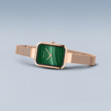 Load image into Gallery viewer, Bering Petite Square 35mm Rose Gold Milanese Strap Watch