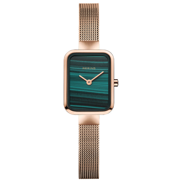 Bering Petite Square 35mm Rose Gold Milanese Strap Watch