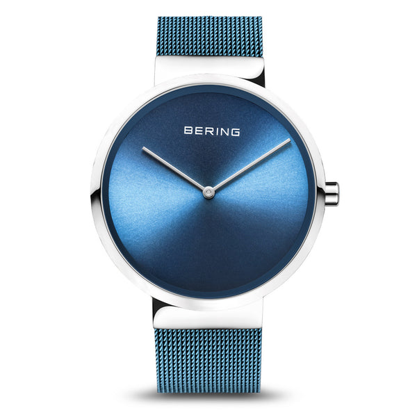 Bering Classic Polished Silver Ice Blue Watch