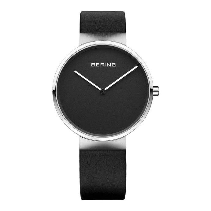 Bering Classic 39mm Black Leather Strap Watch