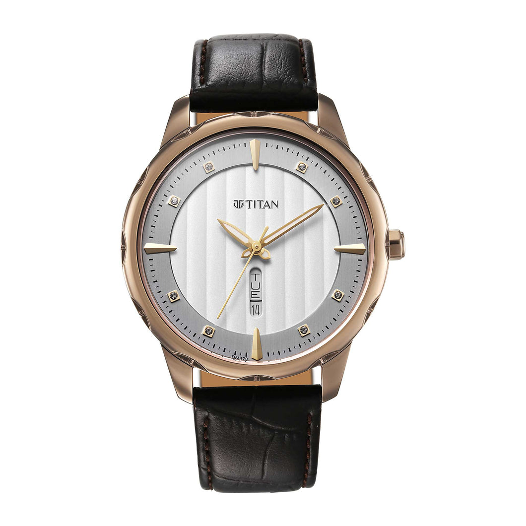 Titan Regalia Opulent White Dial Watch for Men