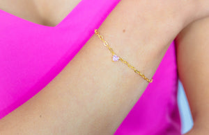 SWEETHEART HEART CHAIN BRACELET PINK GOLD