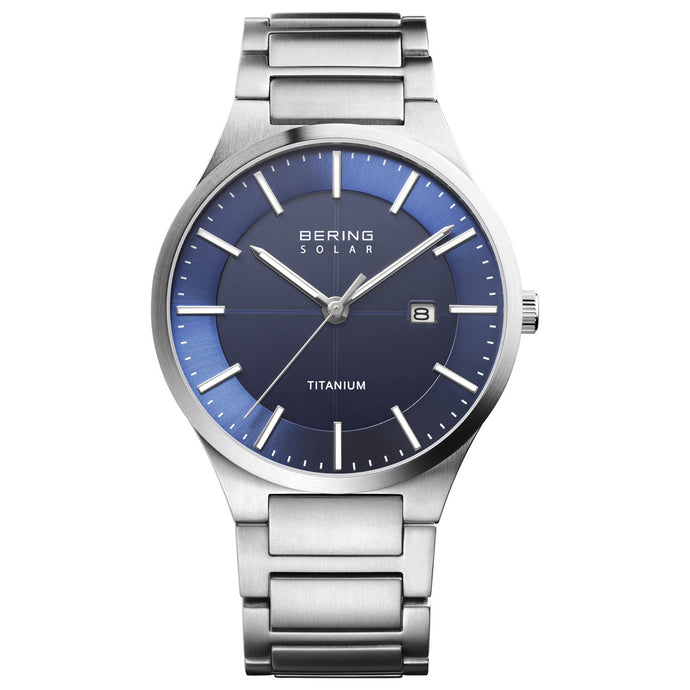 Bering Solar 39mm Silver Titanium Links Strap Watch