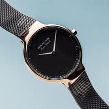 Load image into Gallery viewer, Bering Ladies Max René 31mm Rose Gold Black Milanese Strap Watch