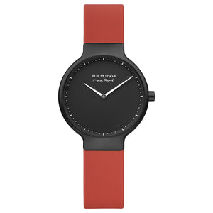 Bering Max René Matt Black Red Silicone Watch